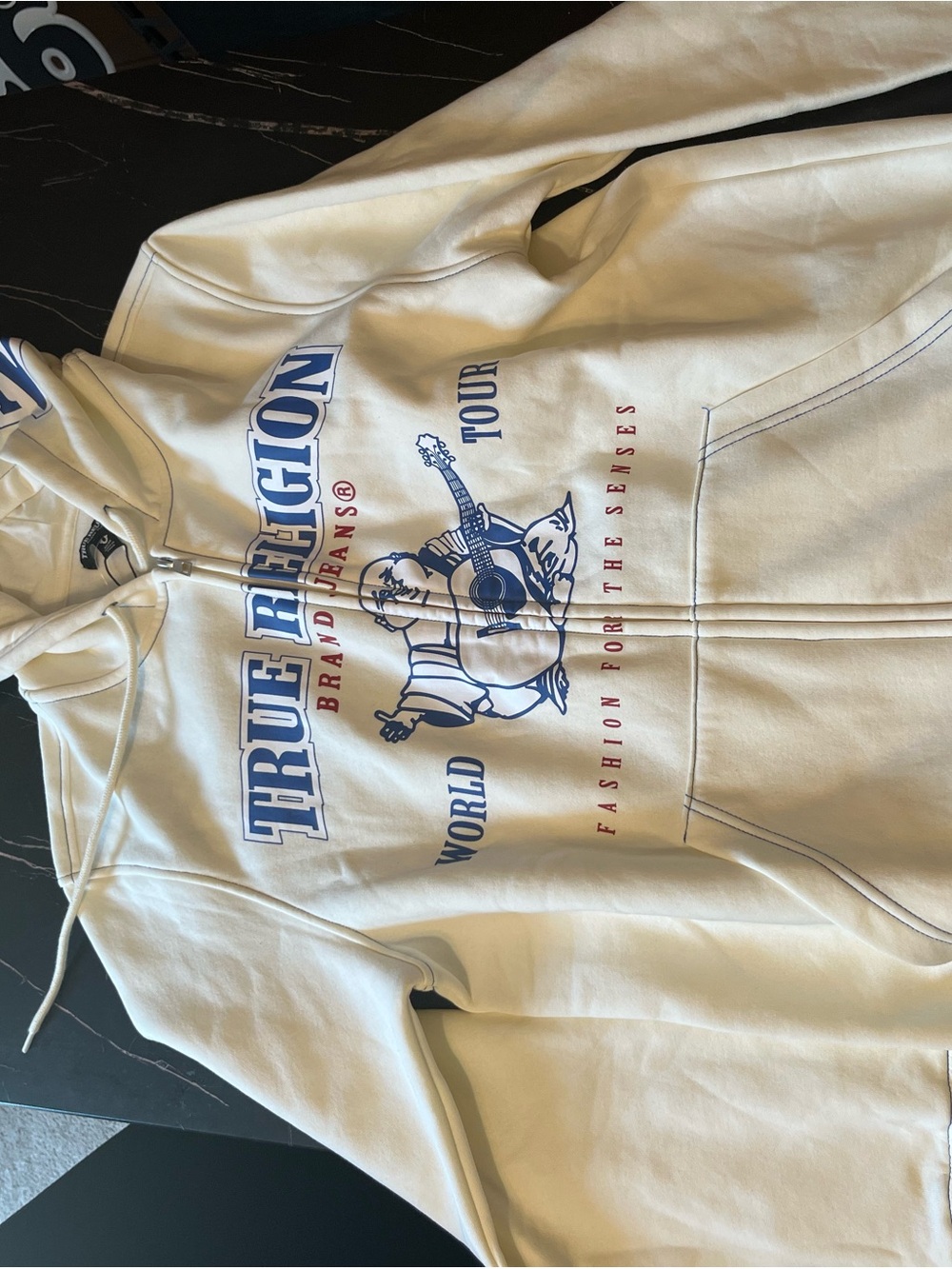 True religion cream hoodie